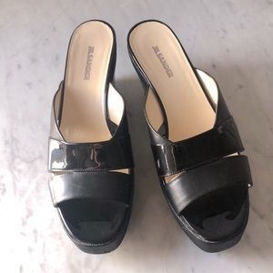 Mint Jil Sander Leather Platform Slides